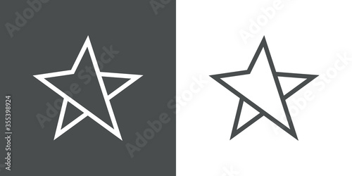 Icono plano lineal estrella como símbolo de posición en fondo gris y fondo blanco