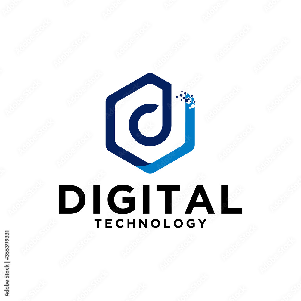 Digital technology logo icon vector. Letter D initial logo design. Digital technology logo icon vector. Letter D initial logo design.