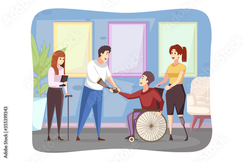 Meeting, disability, healthcare, medicine, cooperation, business concept