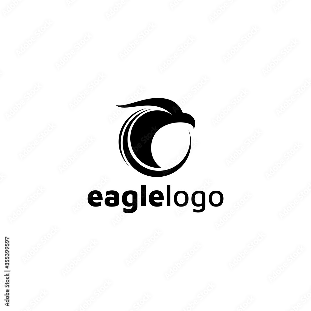 Obraz premium Eagle logo design vector template negative space. creative wild bird falcon hawk logotype concept icon