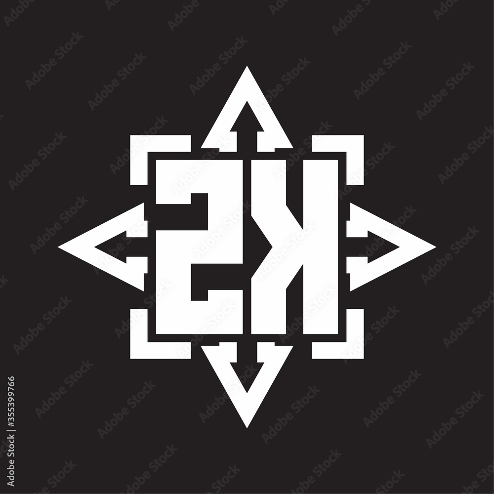 ZK Logo monogram with rounded arrows shape design template ZK Logo monogram with rounded arrows shape design template