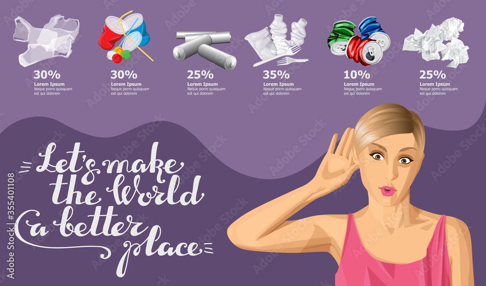 Vector Recycling Garbage And Woman Vector Recycling Garbage And Woman