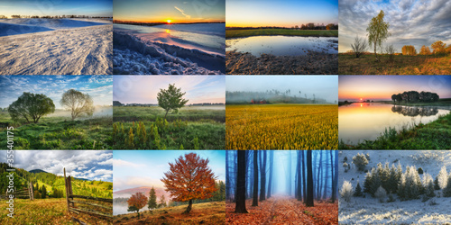 Twelve Colored Images of landscape For Calendar