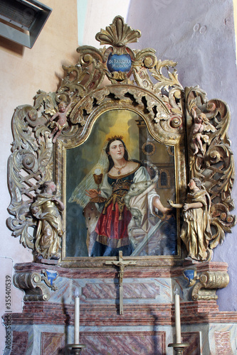 Altar of St. Barbara in the Church of the Assumption of the Virgin Mary in Taborsko, Croatia