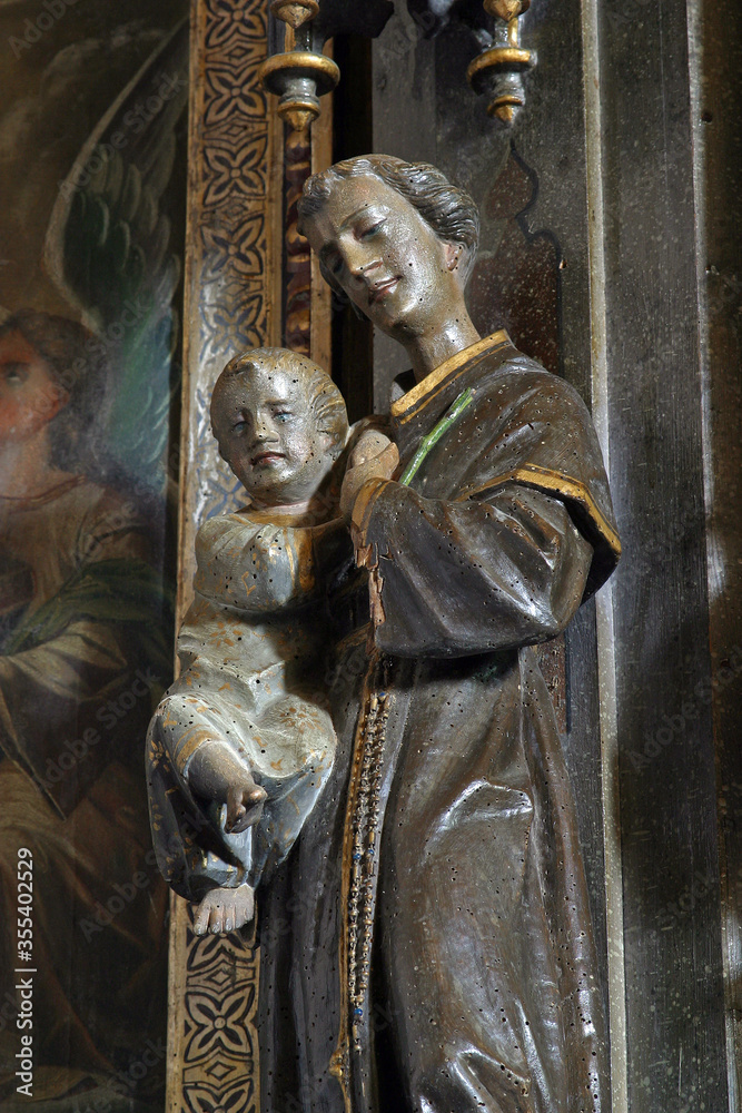 St. Anthony of Padua with baby Jesus statue at St. Lawrence Altar at St. Nicholas Church in Gornji Miklous, Croatia