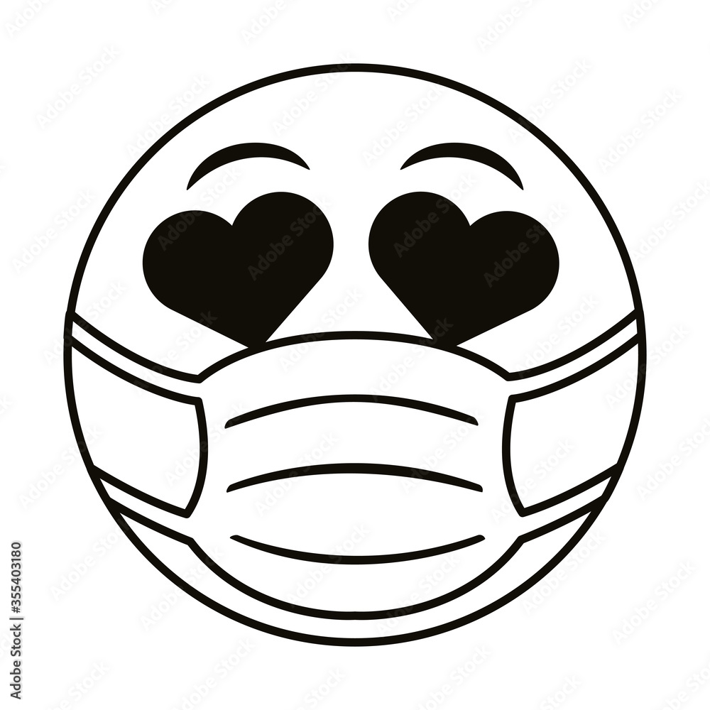 emoji lovely wearing medical mask line style