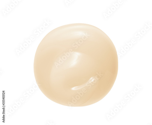 Yellow face cream, retinol serum swatch isolated on white. Beauty skincare product circle swirl closeup. Cosmetic creamy gel texture
