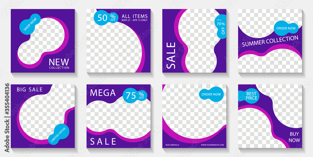 Sale promo banners with discount and new arrival offers. 