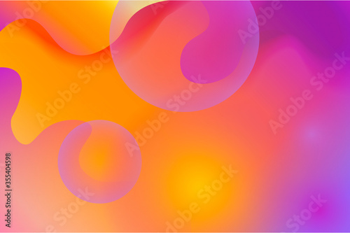Abstract colored background with shapes and bubbles. Multicolored background. Trendy wallpaper. Abstract background in violet color, with figures of balls and bubbles. Vector fluid. 