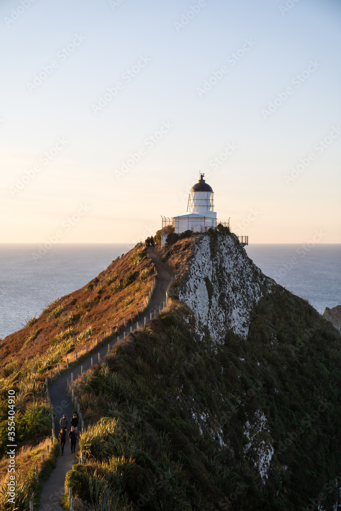 A part of Nugget Point is one of the most beautiful landforms along the Otago coast of New Zealand with a lighthouse and a scattering of rocky islets.