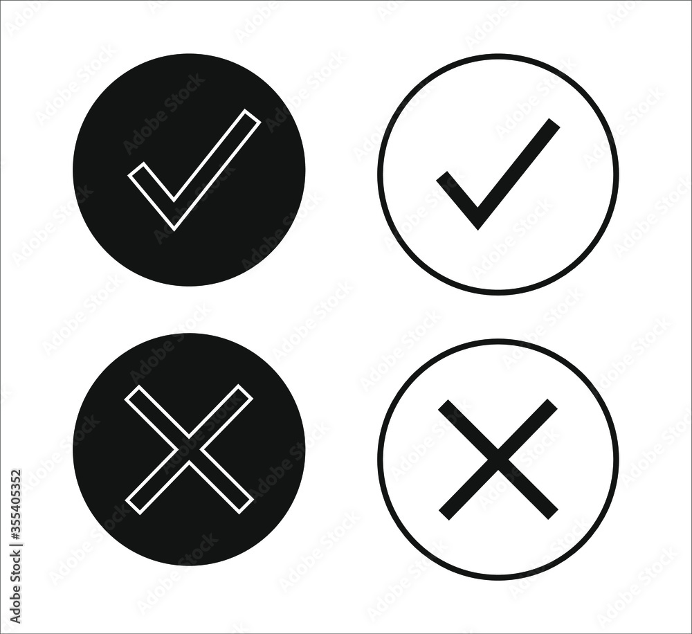 Check mark and X mark icon. illustration for web and mobile design. Check mark and X mark icon. illustration for web and mobile design.