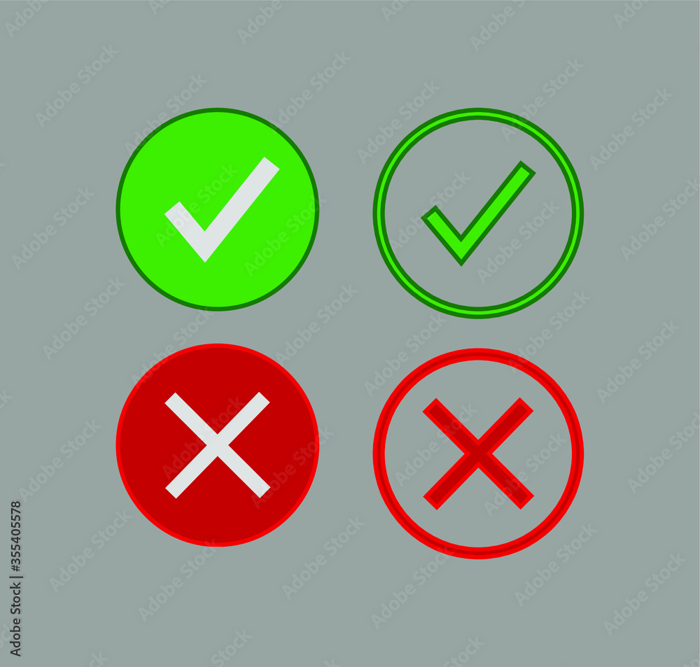 Check mark and X mark icon. illustration for web and mobile design. Check mark and X mark icon. illustration for web and mobile design.
