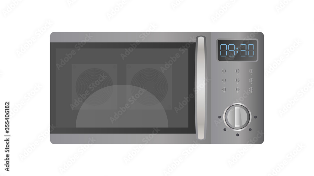 Microwave in a realistic style. Kitchen microwave oven isolated on a white background. Vector. Microwave in a realistic style. Kitchen microwave oven isolated on a white background. Vector.