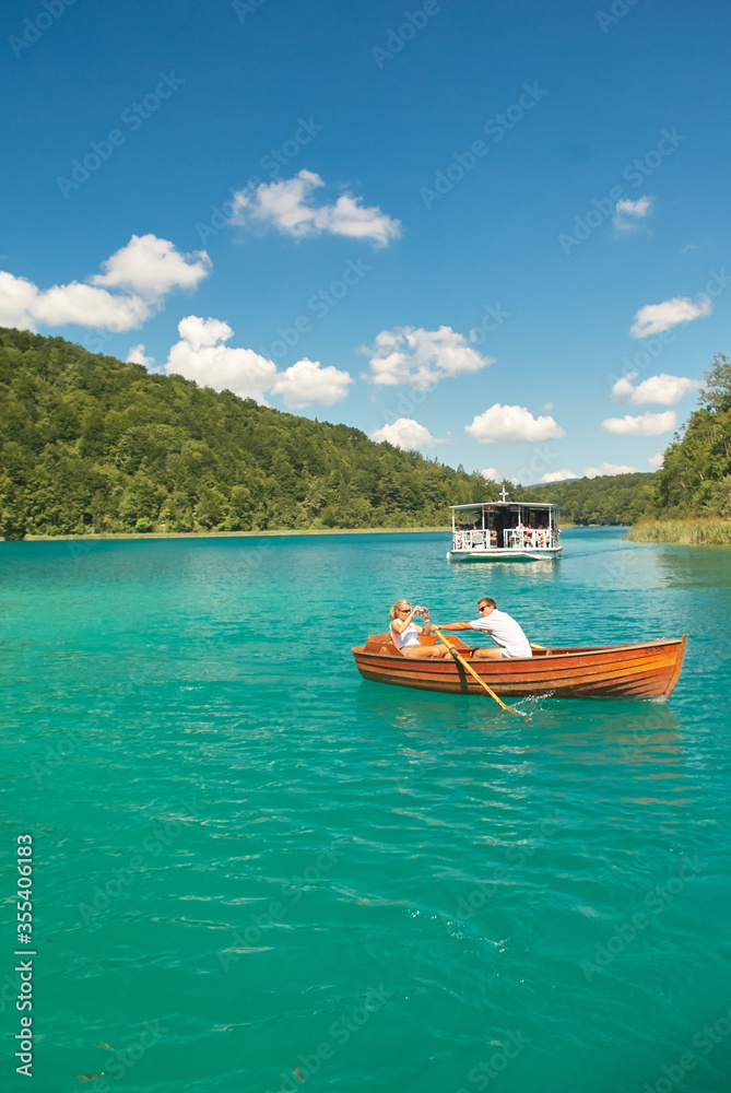 Pure Plitvice lakes on a cloudless sunny day in Croatia Pure Plitvice lakes on a cloudless sunny day in Croatia