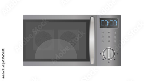 Microwave in a realistic style. Kitchen microwave oven isolated on a white background. Vector.