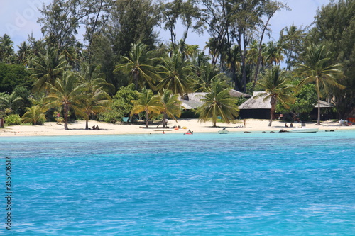Tropical blue waters at resort at Tahiti  French Polynesia