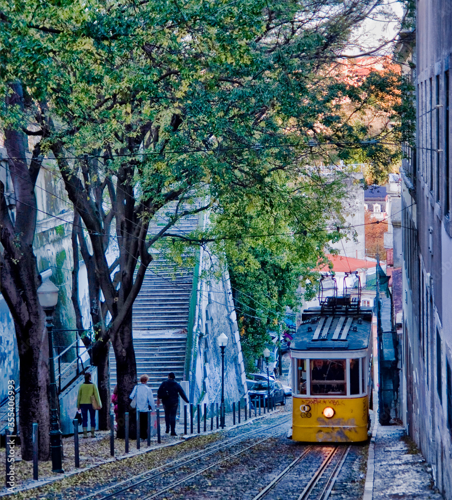 Funiculaire de la Glória à Lisboa, Portugal