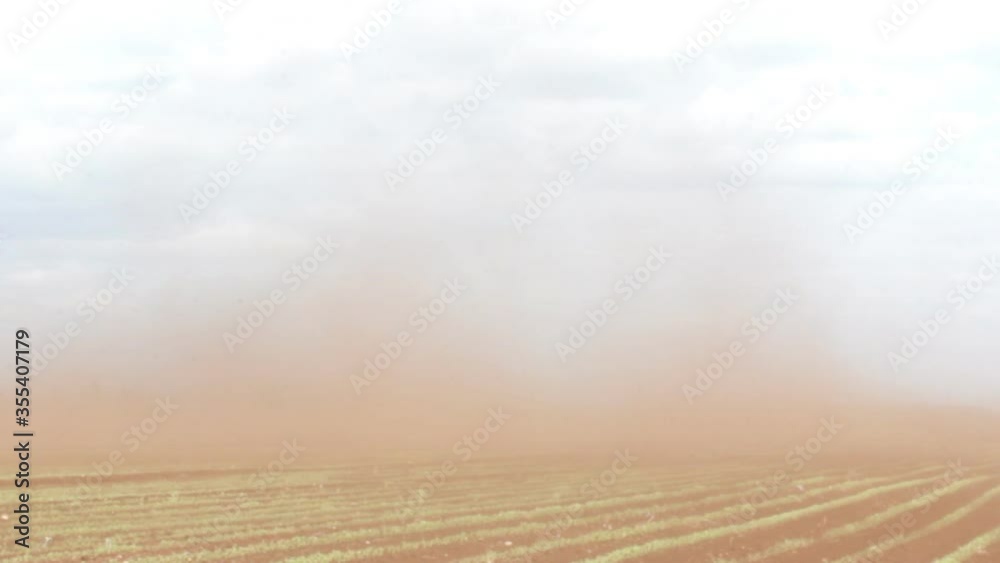 Climate change. Black Blizzard (dust devil, dust whirl) on agricultural
