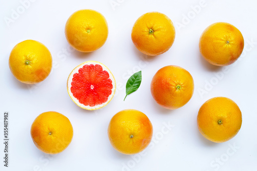 High vitamin C. Juicy grapefruit on white background.