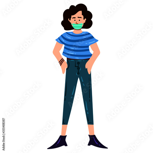 cute artist people with mask vector
