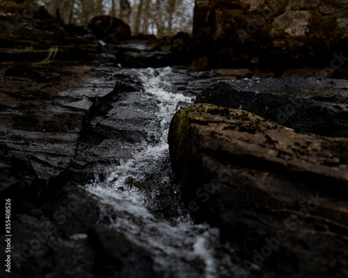 Water flowing over rocks