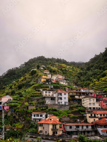 Houses on the slope of the hill. Madeira island. portugal. © adrian