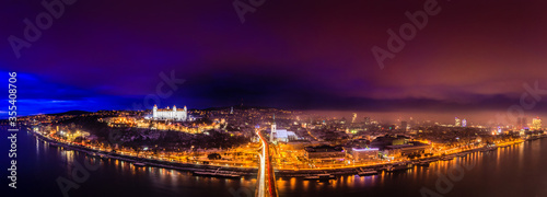 Photography Winter panoramic view from the SNP Bridge in Bratislava