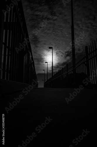 Fototapeta Naklejka Na Ścianę i Meble -  Black and white photo of a walk way