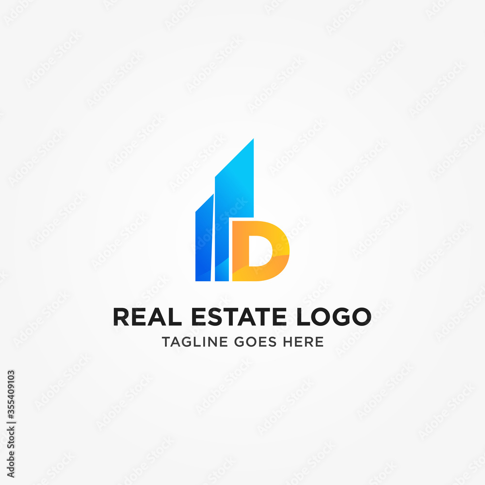 Simple and Modern D Letter Real Estate Logo Template for Your Business