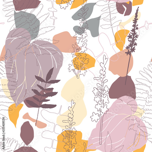 Floral botanical vector seamless pattern with hand drawn agrimony herb flower...