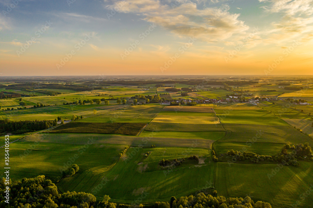 landscape with green field and sky