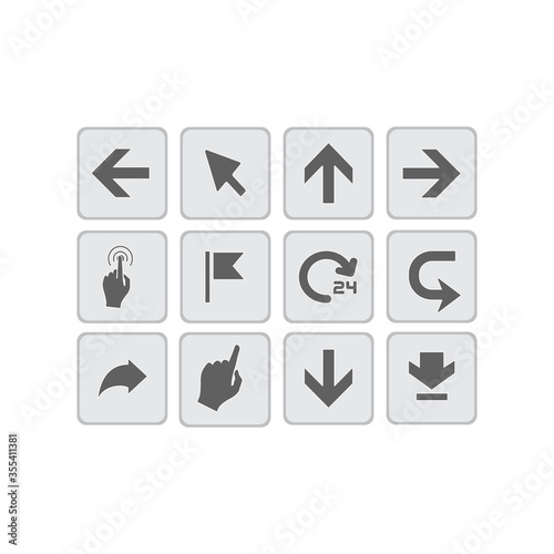 arrows and pointers flat vector icons set