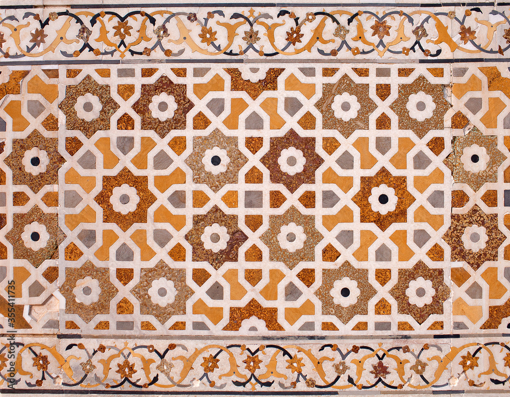 Indian stone inlay background - wall of Itimad-Ud-Daulah tomb in Agra ...