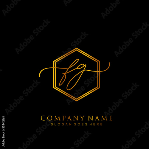 Initial letter FG Signature handwriting Logo Template Vector photo