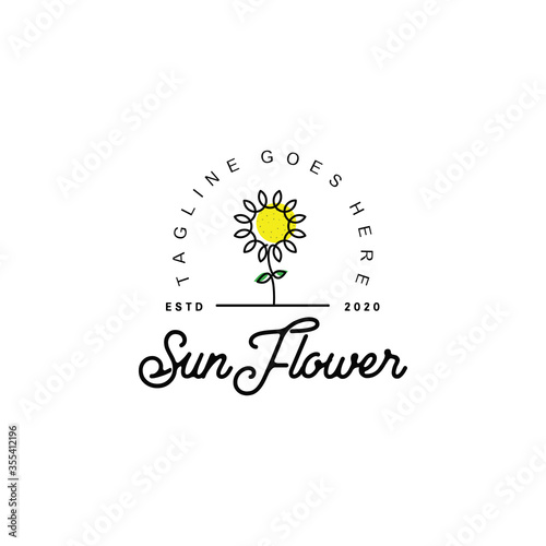 sunflower logo template cartoon icon vector illustration