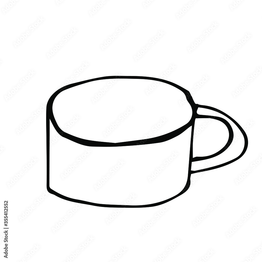 Single pot with handle for Hiking .  Vector illustration in Doodle style isolated on white background.