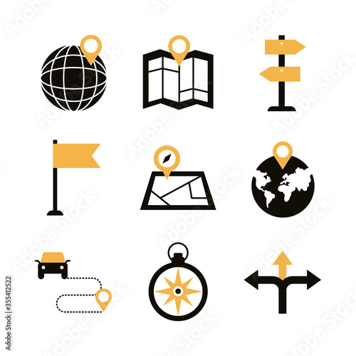 bundle of area and locations set icons