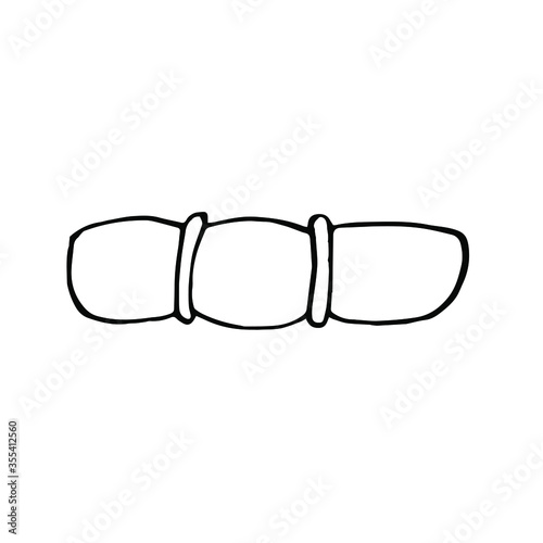 A single rolled-up Hiking Mat .  Vector illustration in Doodle style isolated on white background.