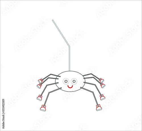 nice smiling spider with sneakers. illustration for web and mobile design.