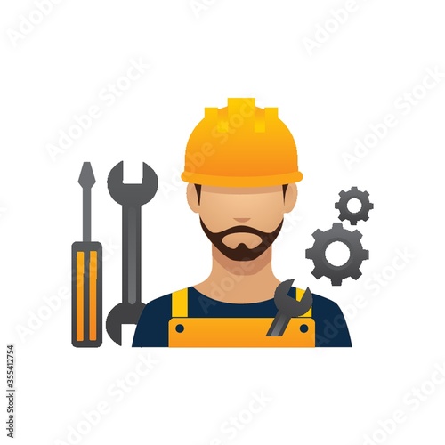 construction worker and tools