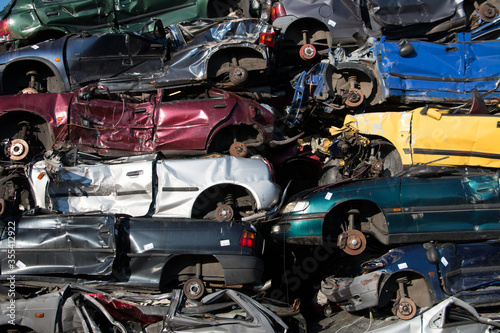 Wallpaper Mural Car dump with stacked old cars  Torontodigital.ca