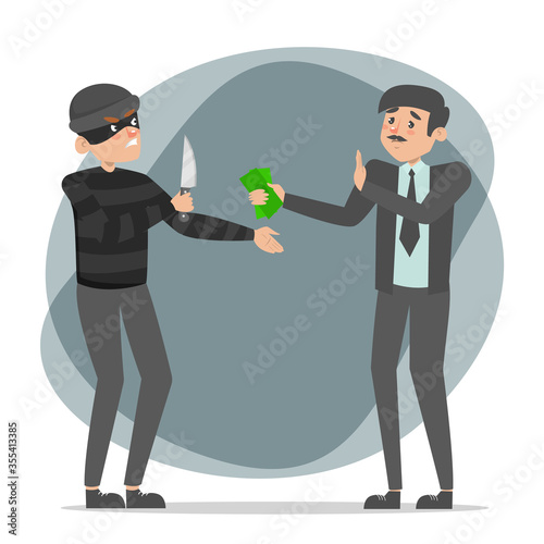 Burglar in black holding pistol and threatening