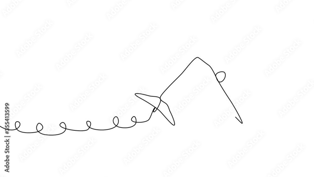 Left Line Drawing Simple animation of continuous line drawing. The plane flies from left ...