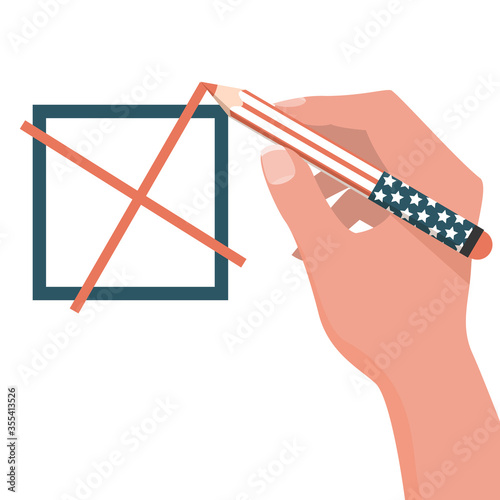 Vote for president concept vector isolated. Hand