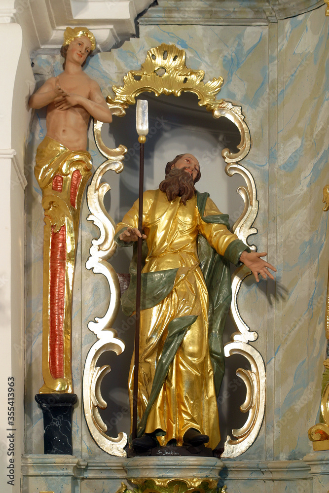 Fototapeta premium Saint Joachim, statue on high altar in parish church of the Assumption of the Virgin Mary in Brezovica, Croatia