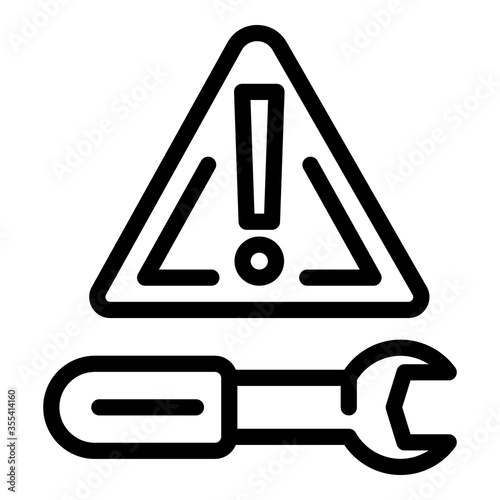 Attention wrench engineer icon. Outline attention wrench engineer vector icon for web design isolated on white background