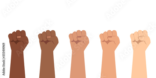 Black lives matters. Social poster, banner. Stop racism. Demonstration, protest, strike. Flat vector illustration