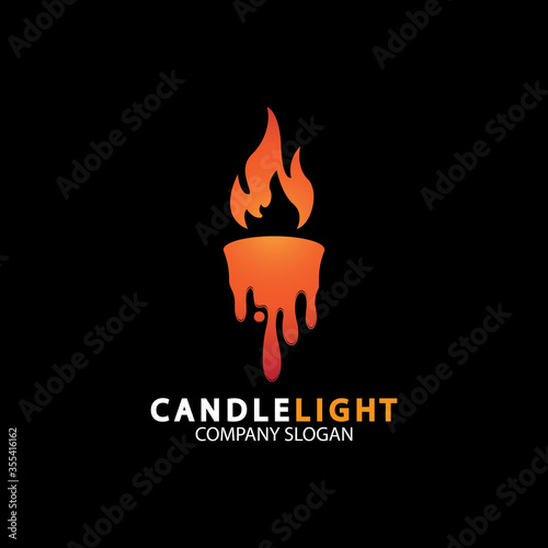Candle light icon logo design vector template
