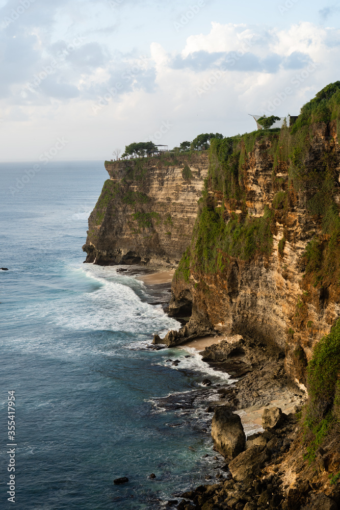 view of the cliff and ocean from top.