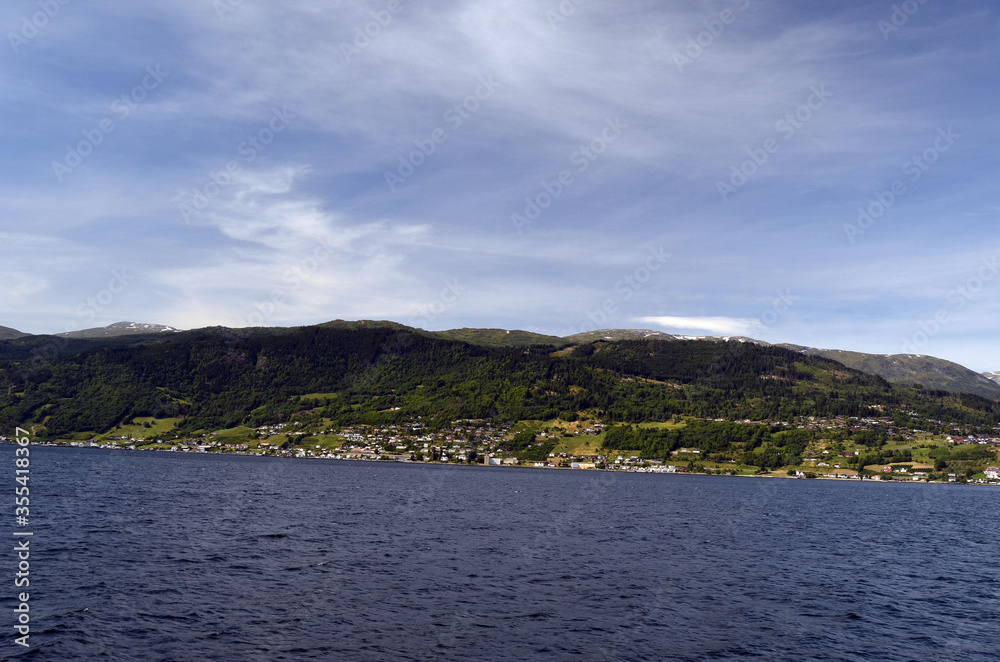 Sognefjord, Norway, Scandinavia. View from the board of Flam - Bergen ferry.